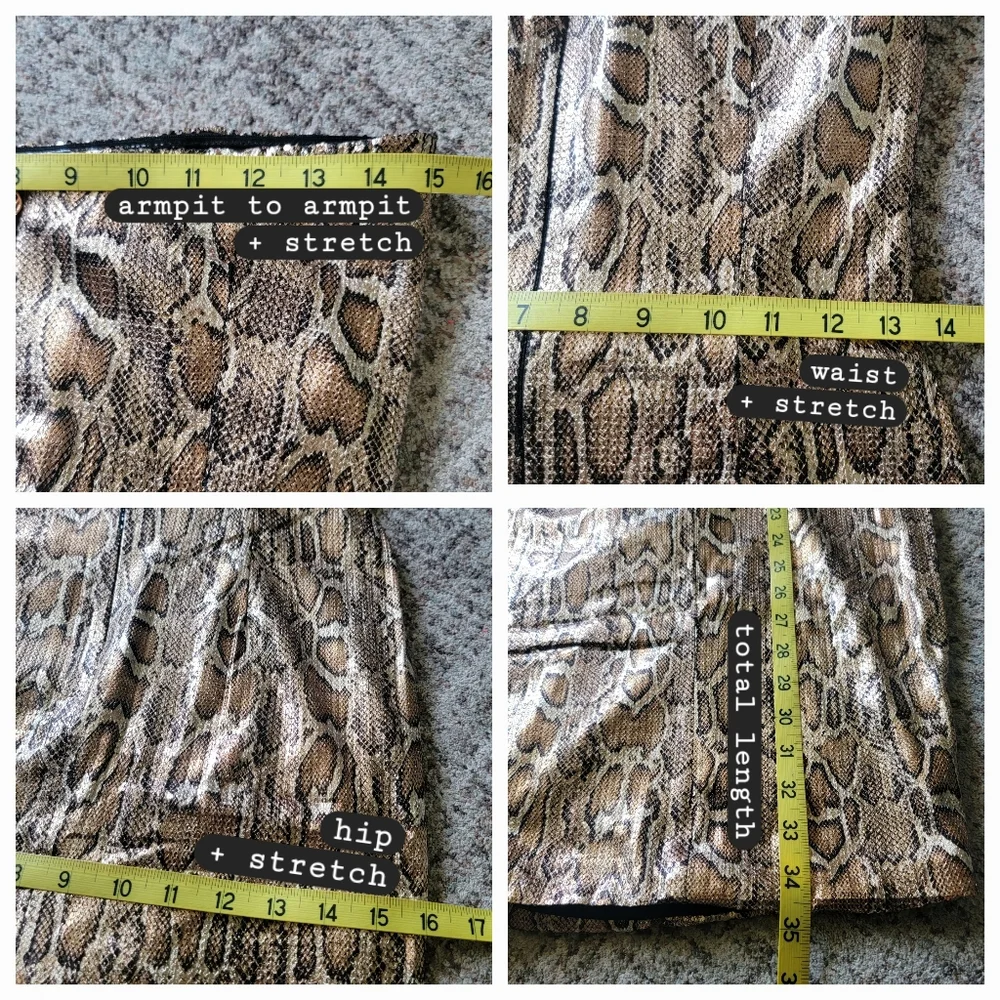 New Nookie‎ Blind Date Snake Animal Print Metallic Stretch Midi Dress Medium - Picture 13 of 13